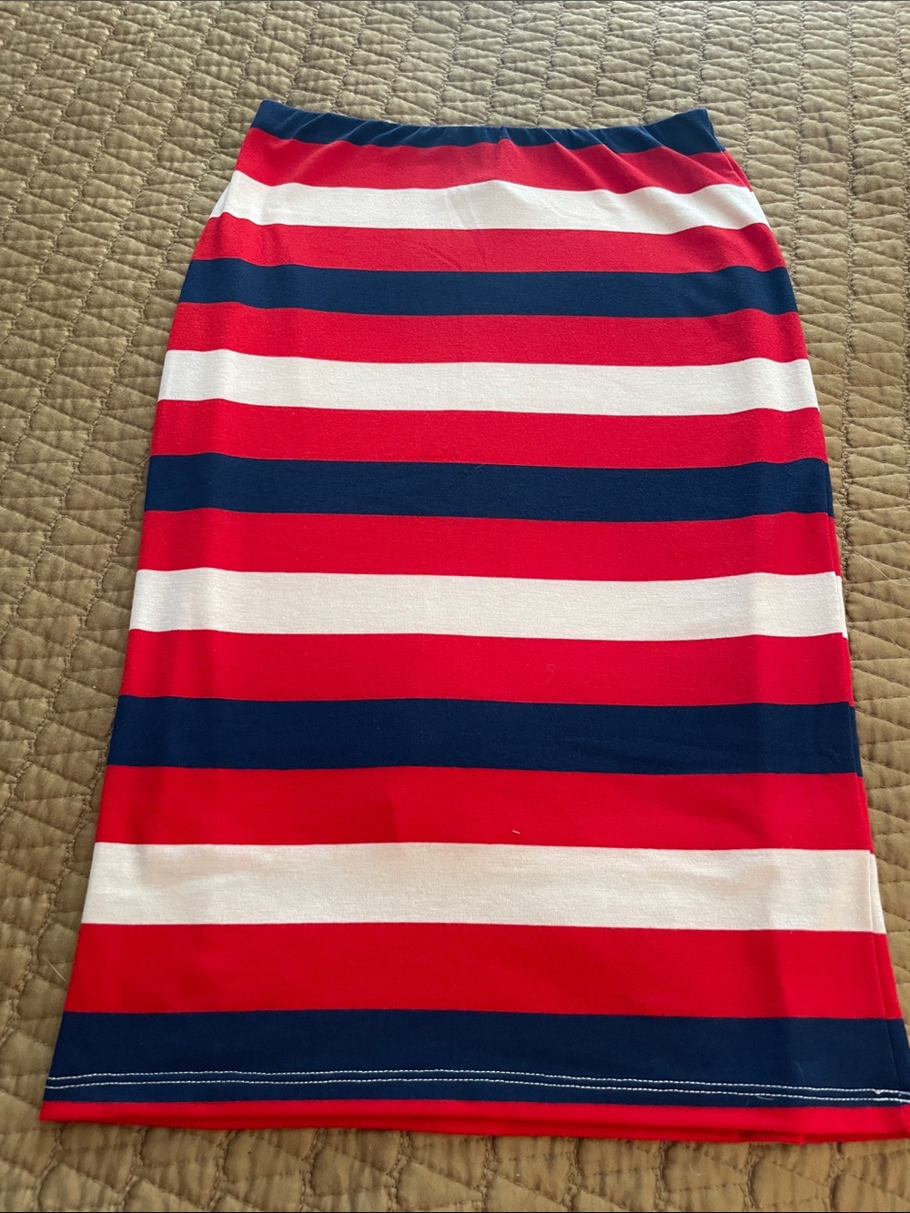 Bobeau Red, White & Blue Midi Skirt